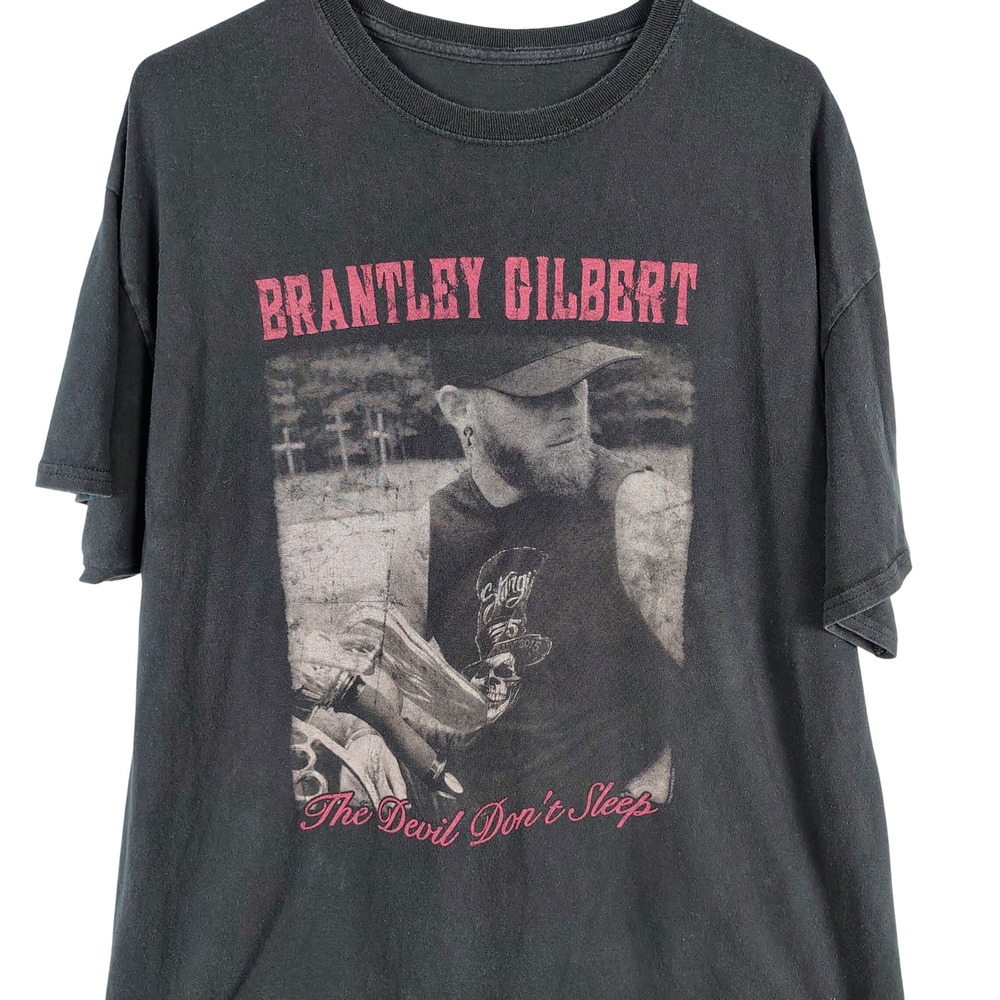 Brantley Gilbert Mens XL The Devil Don't Sleep Tour 2017 T-Shirt Black Cotton